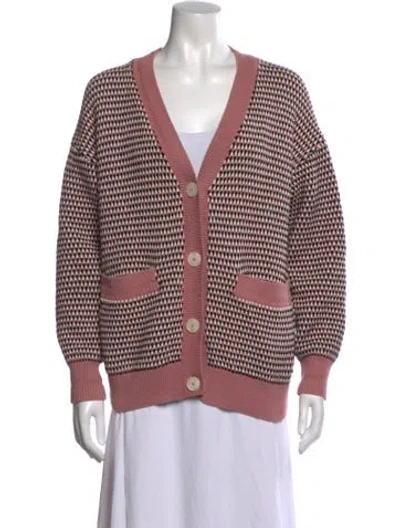 Pre-owned Varley Patterned V-neck Sweater In Pink