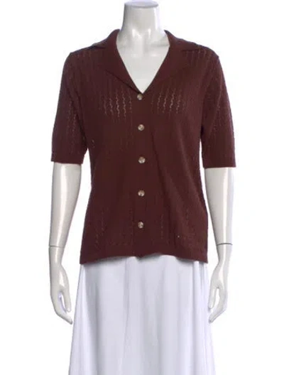 Pre-owned Varley Patterned V-neck Sweater W/ Tags In Brown