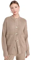 Varley Pensdale Ribbed-knit Cardigan In Fungi