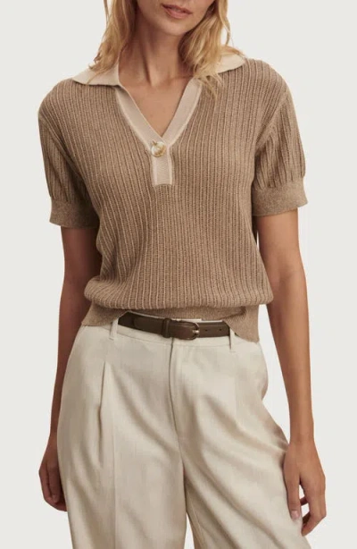Varley Perrine Knit Polo In Neutral