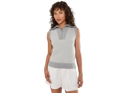 Varley Peterson 1/2 Zip Knit Women's Vest Grey Melange/white: Xl In Gray