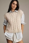 Varley Pixie Relaxed Cable-knit Sweater Vest In Neutral