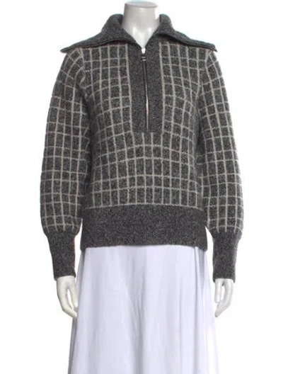 Pre-owned Varley Plaid Print Mock Neck Sweater In Multicolor