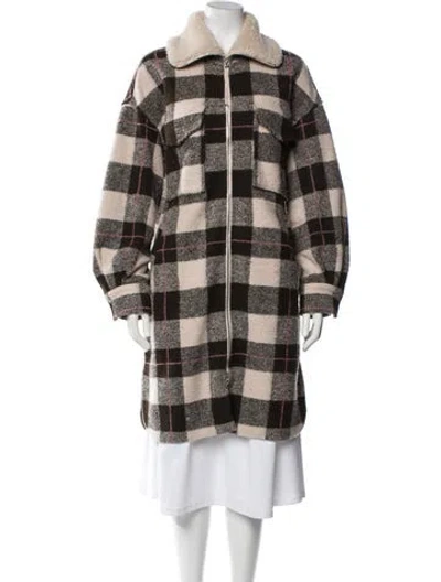 Pre-owned Varley Plaid Print Parka In Brown
