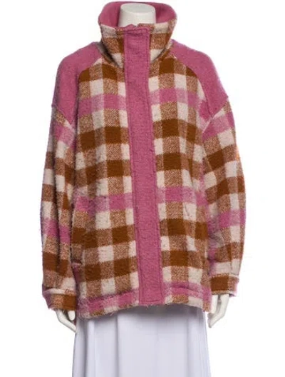 Pre-owned Varley Plaid Print Utility Jacket In Pink