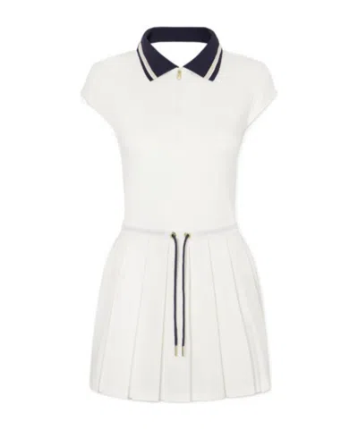 Varley Pleated Pointelle-jersey Dress In White