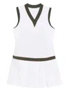 Varley Pleated V-neck Mini Dress In White