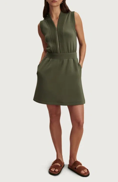 Varley Polyanna Knit Half Zip Dress In Green