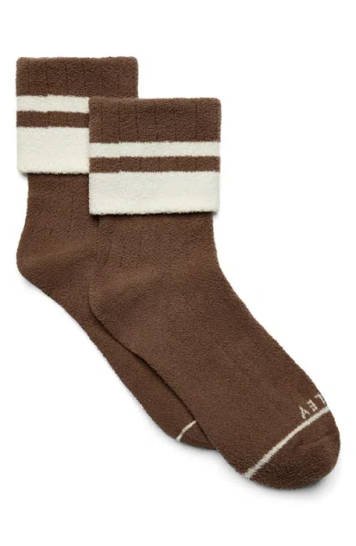 Varley Preston Bouclé Fold Over Crew Socks In Brown