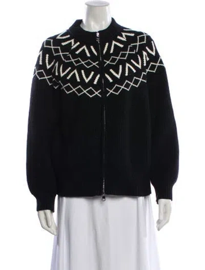 Pre-owned Varley Printed Crew Neck Sweater In Black