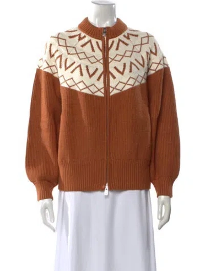 Pre-owned Varley Printed Crew Neck Sweater In Brown