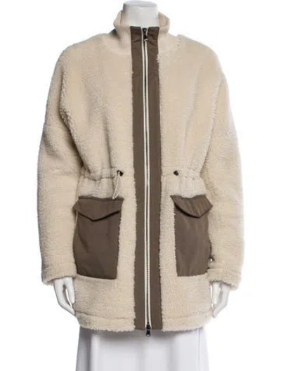 Pre-owned Varley Printed Faux Fur Coat In Neutral