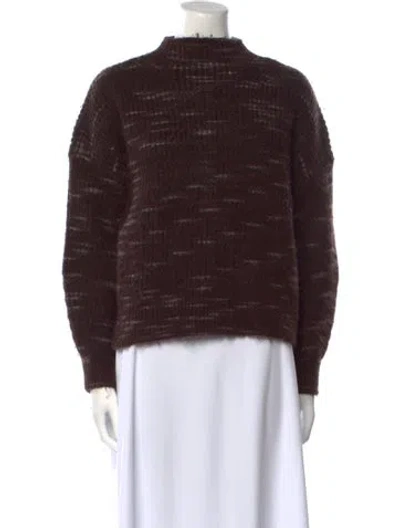 Pre-owned Varley Printed Mock Neck Sweater In Brown
