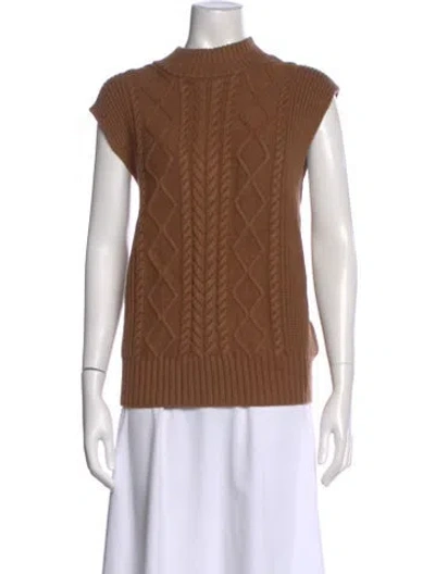 Pre-owned Varley Printed Mock Neck Sweater In Brown