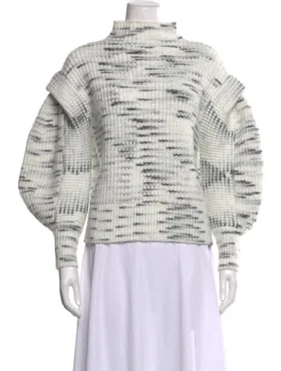 Pre-owned Varley Printed Mock Neck Sweater In White