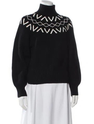 Pre-owned Varley Printed Turtleneck Sweater In Black