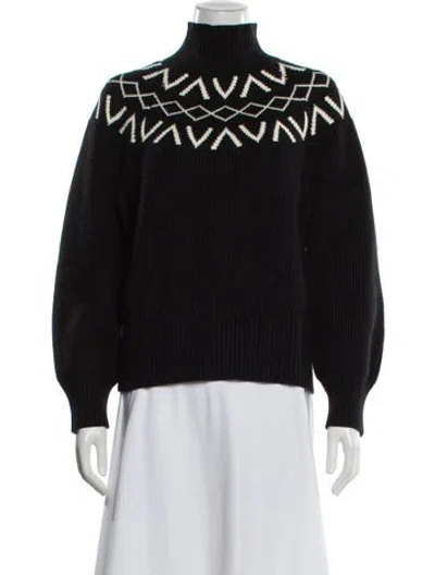 Pre-owned Varley Printed Turtleneck Sweater In Black