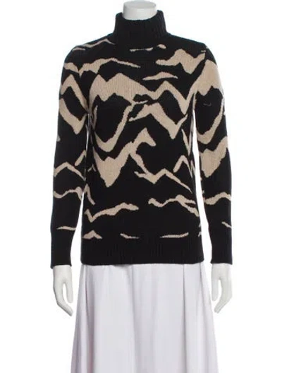 Pre-owned Varley Printed Turtleneck Sweater In Black
