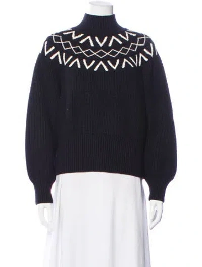 Pre-owned Varley Printed Turtleneck Sweater In Blue