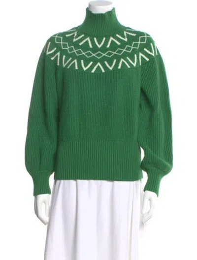 Pre-owned Varley Printed Turtleneck Sweater In Green