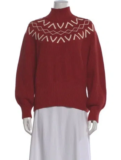 Pre-owned Varley Printed Turtleneck Sweater In Red