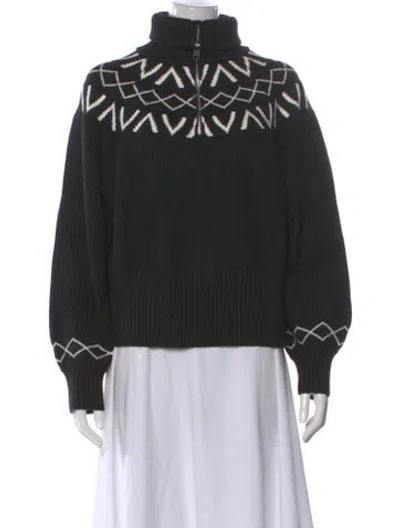 Pre-owned Varley Printed Turtleneck Sweater W/ Tags In Black