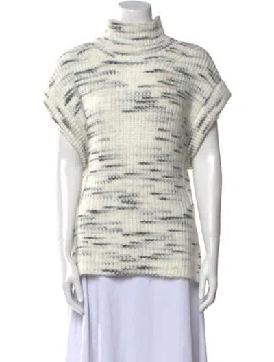 Pre-owned Varley Printed Turtleneck Sweater In White