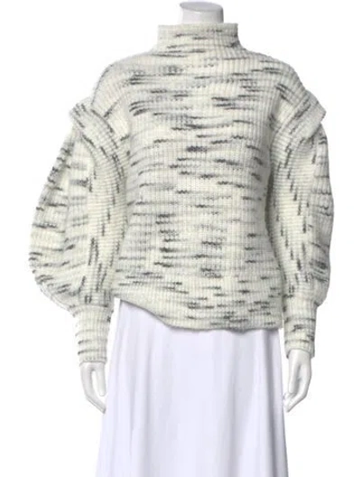 Pre-owned Varley Printed Turtleneck Sweater In White