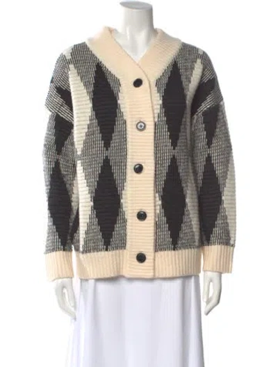 Pre-owned Varley Printed V-neck Sweater In Neutral