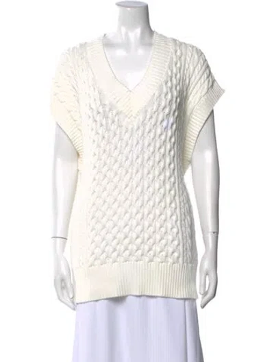 Pre-owned Varley Printed V-neck Sweater In White