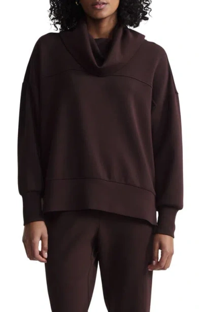 Varley Priya Longline Cowl Neck Sweatshirt In Coffee Bean