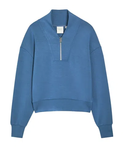 Varley Quarter-zip Cropped Sweatshirt In Blue