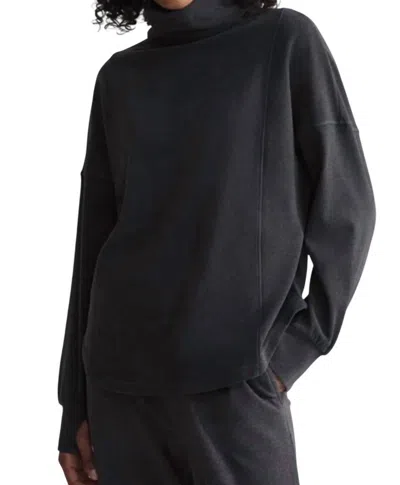 Varley Rainer Roll Neck Midlayer Sweatshirt In Black Marl