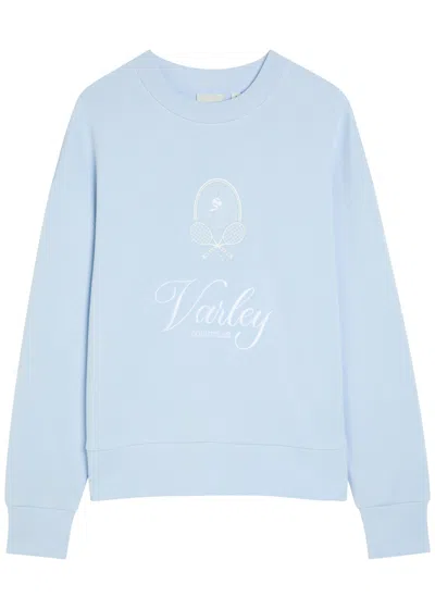 Varley Rasco Namesake Embroidered Stretch-jersey Sweatshirt In Blue