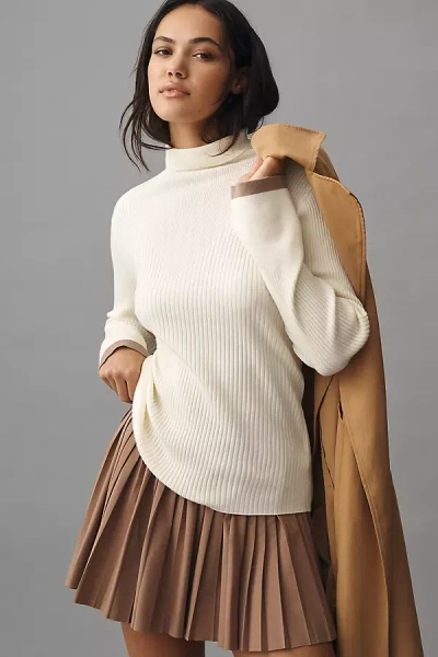 Varley Ravena Rib-knit Turtleneck Sweater In Beige