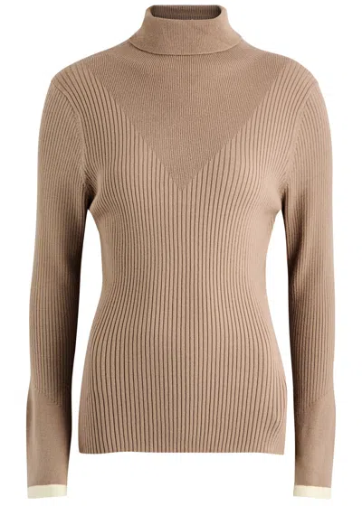 Varley Ravena Ribbed-knit Top In Beige