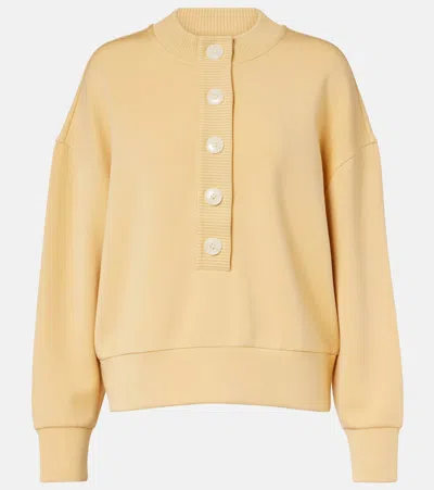 Varley Reena Button-down Stretch-jersey Sweatshirt In Brown