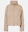 Varley Reggie Cable Knit Puffer Jacket In Grey