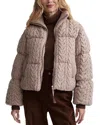 Varley Reggie Cable Knit Puffer Jacket In Light Taupe