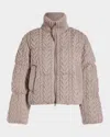 Varley Reggie Cable Knit Puffer Jacket In Light Taupe