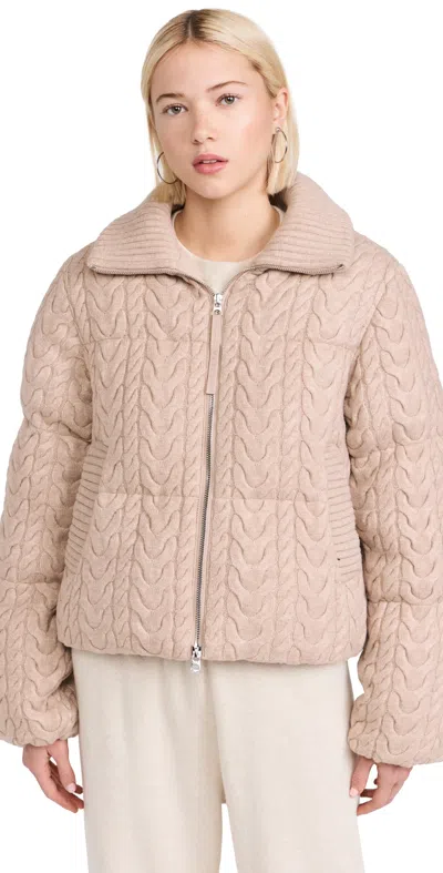 Varley Reggie Cable Knit Puffer Jacket In Neutral