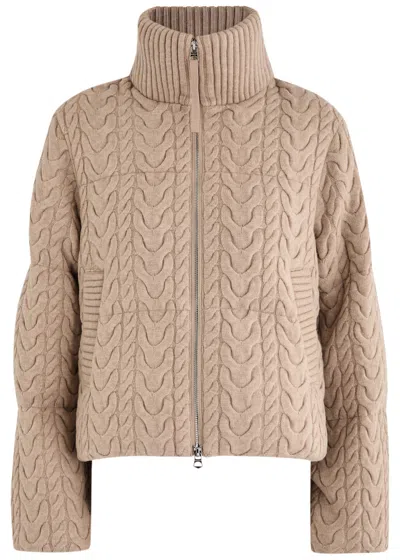 Varley Reggie Cable Knit Puffer Jacket In Taupe