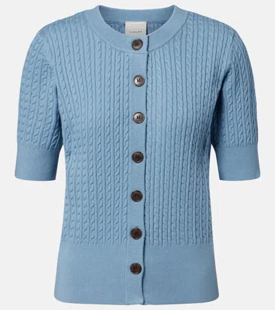 Varley Rhys Cable-knit Cardigan In Blue