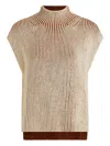 Varley Lauren Plated Knit Sleeveless Sweater In Neutral