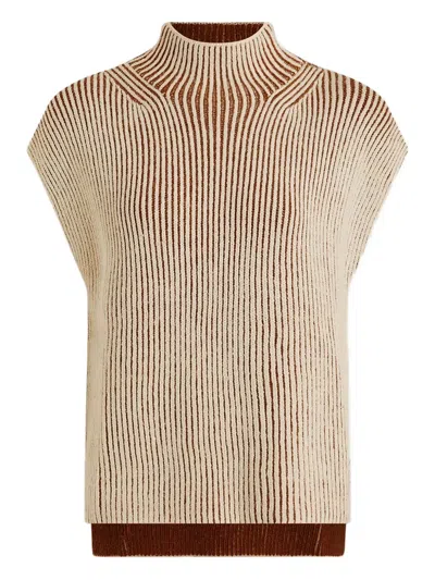 Varley Ribbed High-neck Tank Top In Neutral