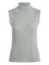 Varley Ribbed Turtleneck Tank Top In Green