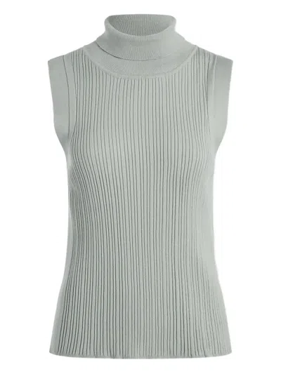 Varley Ribbed Turtleneck Tank Top In Green