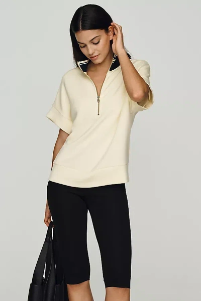 Varley Ritchie 2.0 Quarter Zip Short-sleeve Top In Yellow