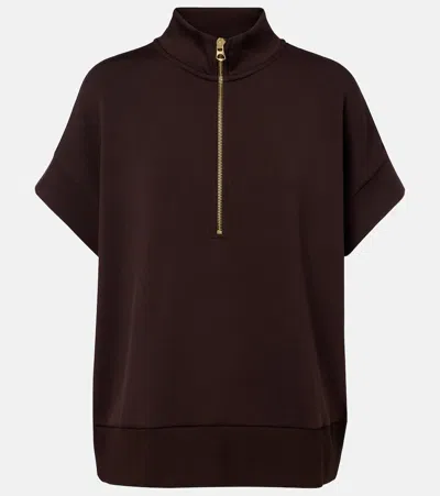 Varley Ritchie Short-sleeve Quarter-zip Sweatshirt In Brown