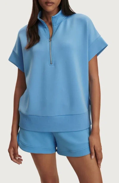Varley Ritchie Short Sleeve Half Zip In Blue